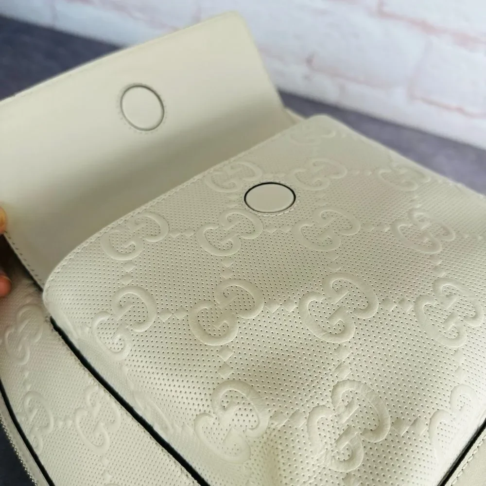 Gucci Embossed Leather Print Gg Backpack